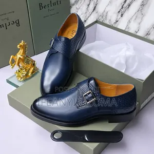 Blue, Black, Brown, Colors Leather Double Buckle Shoe