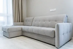 Modern L-Shape Grey Sectional Sofa With Tufted Details