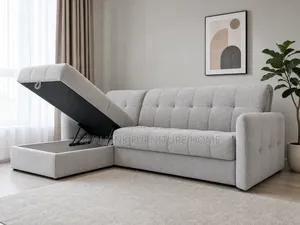 Modern L-Shape Grey Sectional Sofa With Tufted Details