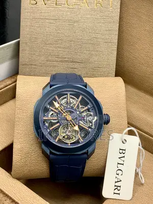 Luxury Bvlgari Style Blue Skeleton Automatic Men’S Wristwatch