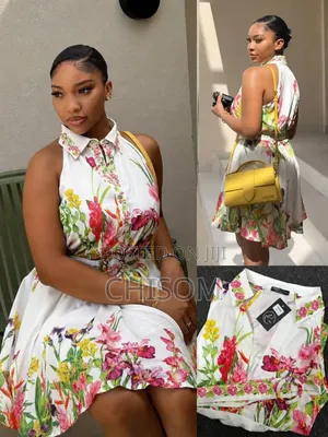 Brand New Floral Sleeveless Shirt Dress With Belt