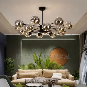 Nordic Style Black Glass Ball Chandelier Modern Dimmable Led Pendant
