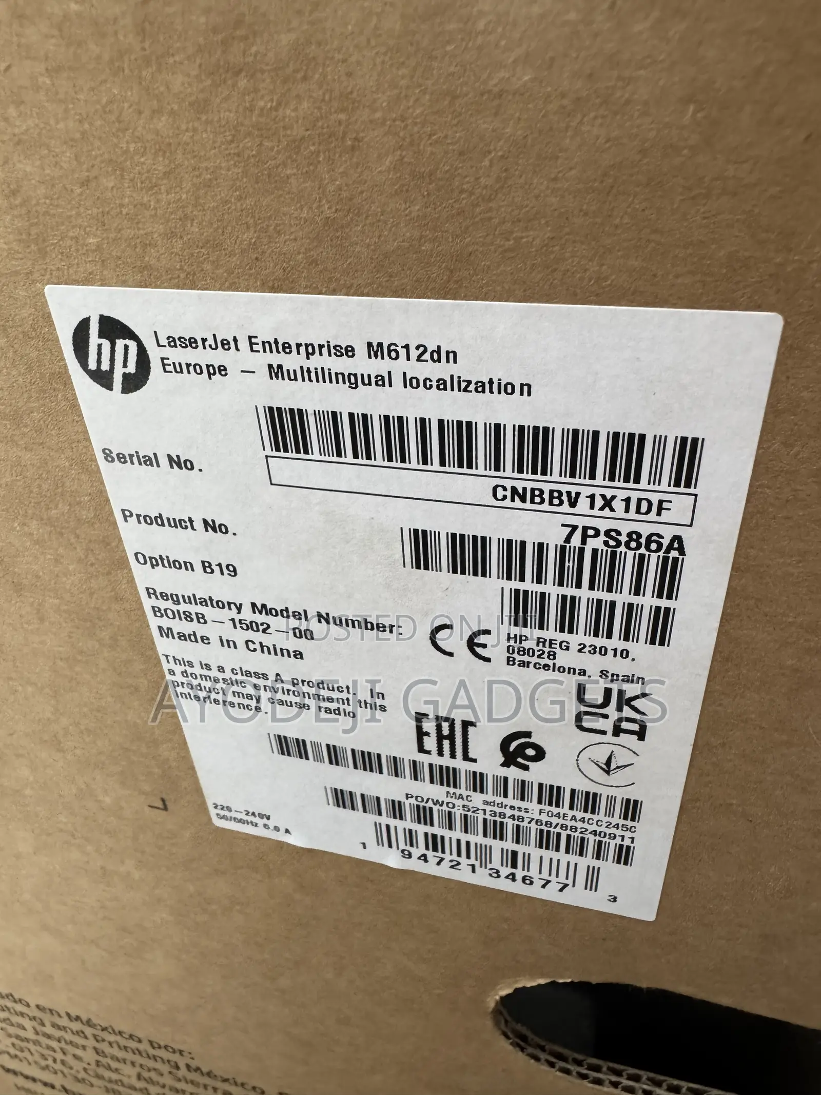 Hp Laserjet Enterprise M612dn Printer