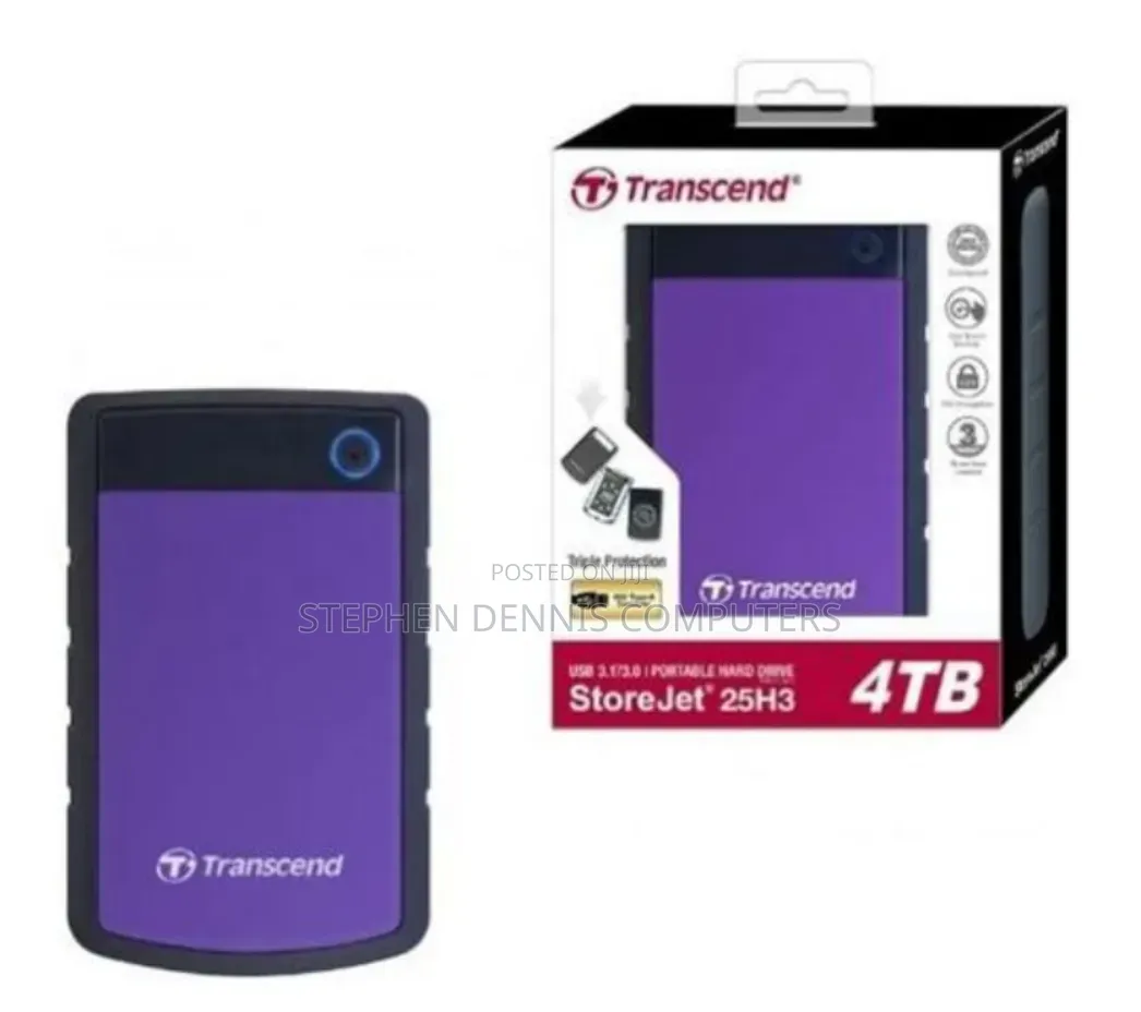 Transcend 4tb Usb 3.1 Storejet 25m3 External Hard Disk Drive Back Up