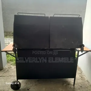 Heavy-Duty Double Charcoal BBQ Grill With Thermometers Storage Cabin
