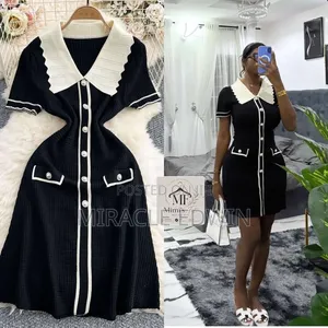 Elegant Women's a-Line Short Dress With Peter Pan Collar