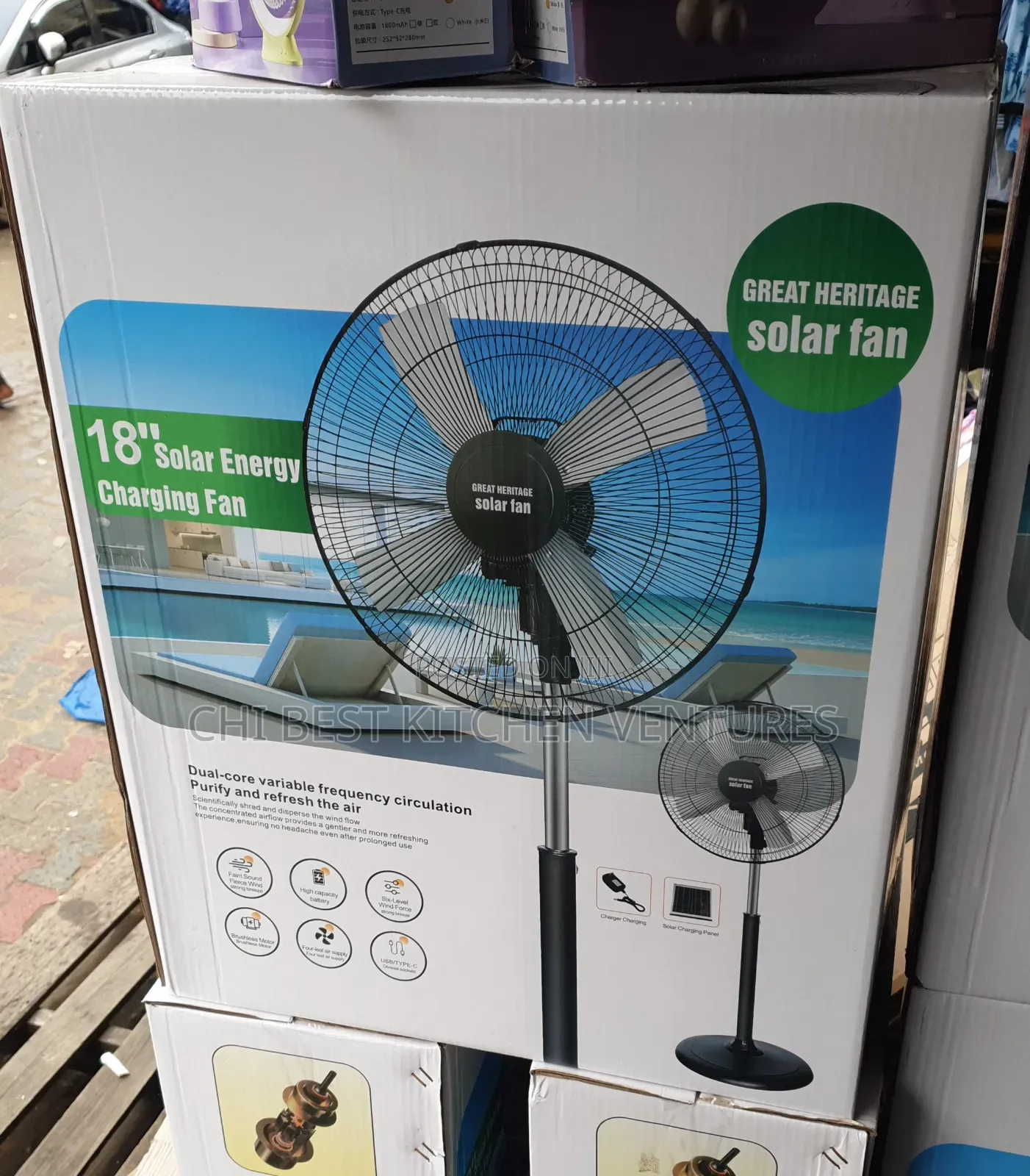 18-Inch Solar Fan Dual-Core Variable Frequency System With Panel