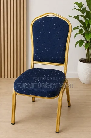 Premium Navy Blue Gold Banquet Chairs for Church Event Centers