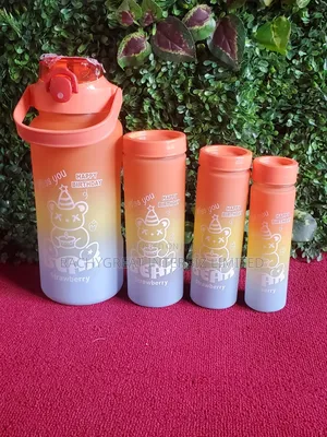 4-in-1 Bpa-free Reusable Water Bottle Set With Leak-proof Flip-top Lid