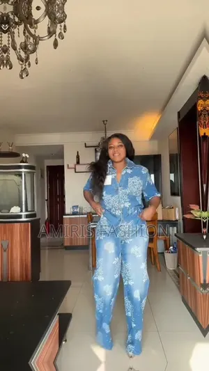 Beautiful and Classy Two-Piece Denim With Floral Design