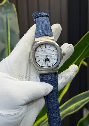 Patek Philip Chuwad Leather Down Seconds Quality Blue With White Face