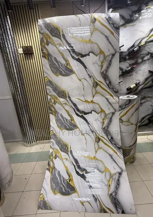 Gold Vein White Marble PVC Board for Interior Design