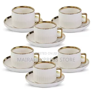 12pcs Ceramic Cup and Saucer (Gold,Silver)
