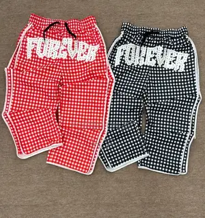 Forever Graphic Plaid Shorts Wide-Leg Pants Set – Red Black