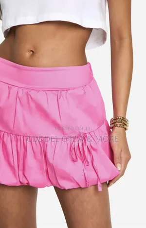 Boohoo Puff Ball Rara Mini Skirt in Baby Pink