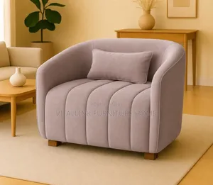 Modern Lilac Velvet Accent Chair With Channel Tufting Lumbar Pillow