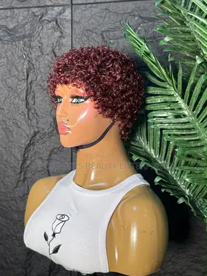 Burdundy Jerry Curl Wig