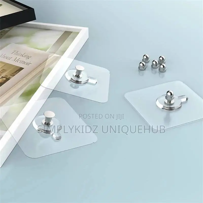 Heavy-Duty Transparent Adhesive Wall Hooks - 5pcs