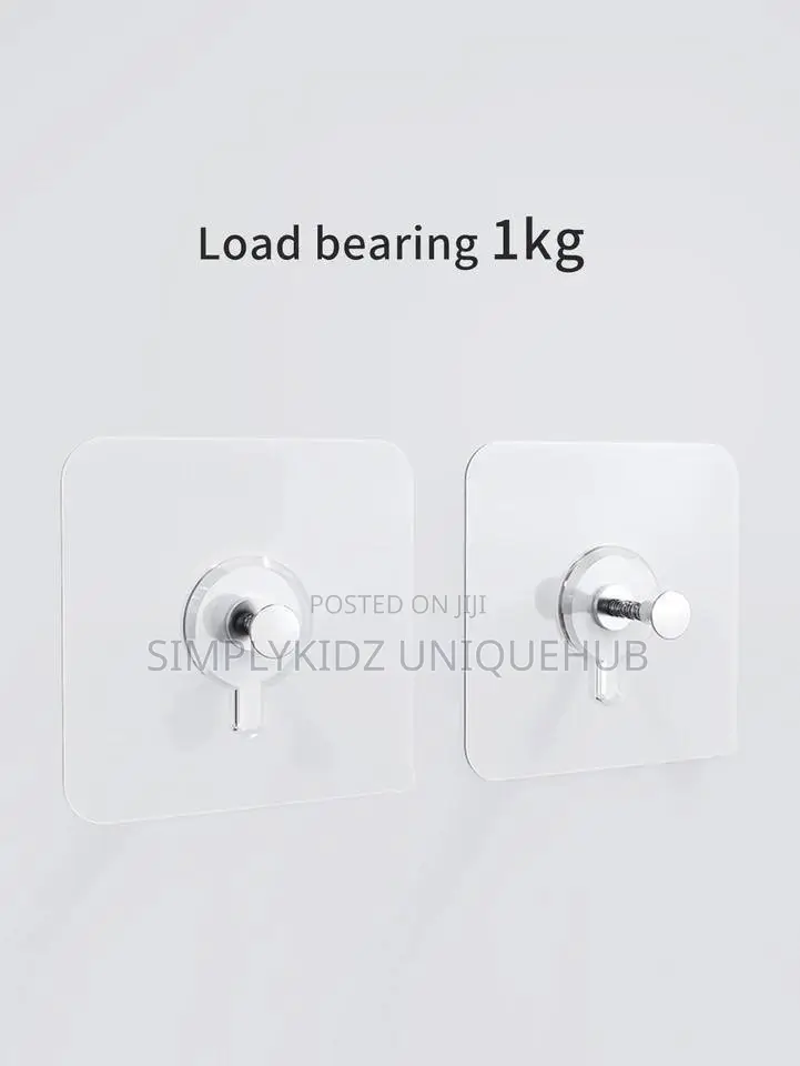 Heavy-Duty Transparent Adhesive Wall Hooks - 5pcs