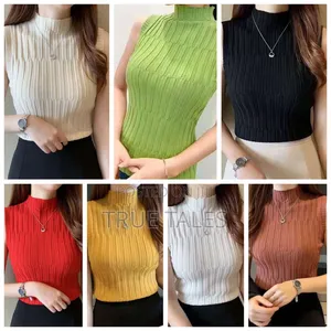 Ladies High Neck Stretchy Tops Free Size