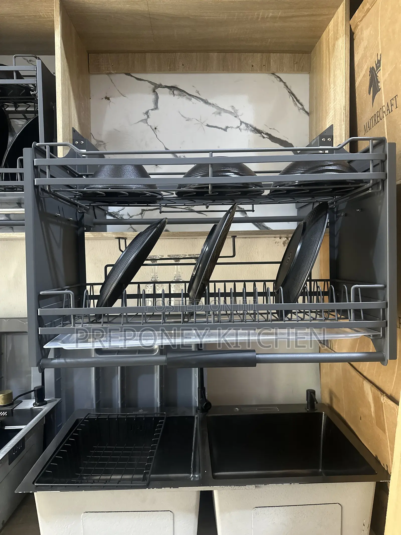 Pull Down Plates Rack 80cm