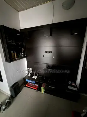Brown Colored HDF TV Console and Mini Bar Shelf