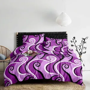 Unique Bedding Purple Strip Duvet, Bedsheets With Pillowcase 