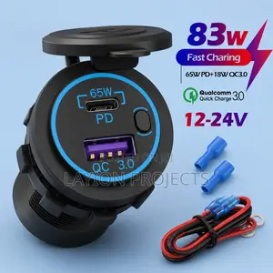 83w 12v Fast Car Usb-C Charger Socket for Laptops Phones