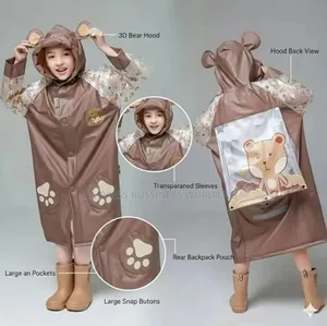 Rain Coat for School Children With Bag Space and Cap