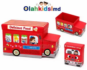 Foldable Bus Storage Box Set – Kids Toy Bin With Seat, 3pcs
