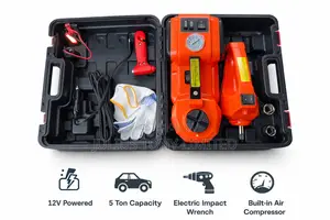 Electric Hydraulic Car Jack Kit With Impact Wrench Air Compressor