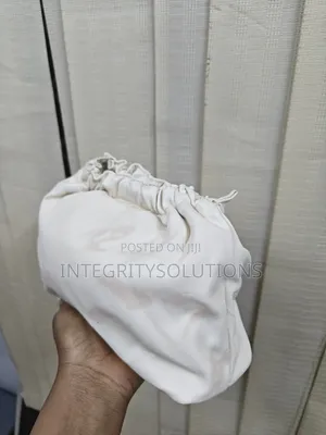 Elegant White Ruched Cloud Clutch Bag