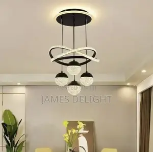 Modern Led Infinity Ring and Crystal Globe Pendant Chandelier.