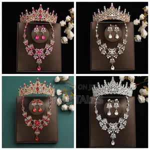 Ladies Full Set of Tiara Crown, Earrings and Necklace Sets