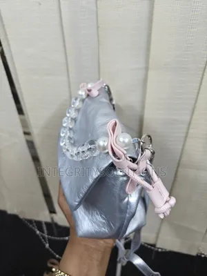 Silver Beaded Handle Crossbody Bag
