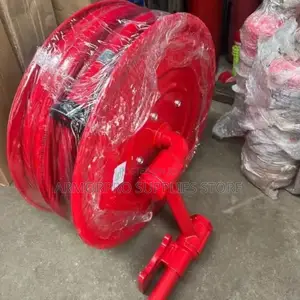 Heavy-duty, Red Wall-mounted Fire Hose Reel
