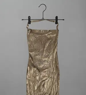 Women’S Gold Metallic Backless Mini Dress | Spaghetti Strap Party Gown