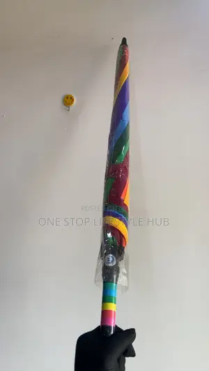 Large 16-Rib Automatic Rainbow Umbrella - Windproof Durable.