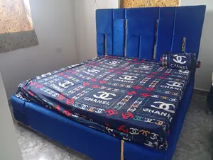 Luxury Royal Blue Velvet Upholstered Bed Frame + Matress