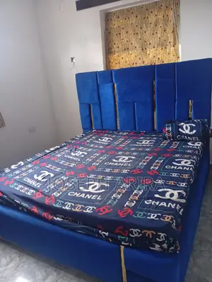 Luxury Royal Blue Velvet Upholstered Bed Frame + Matress