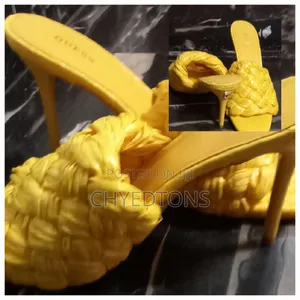 Guess Yellow Woven Braided High Heel Mules Slides - Size 8 (Nwob)