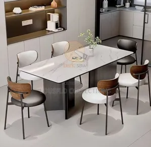 High Quality 6 Seaters Leather Dinning Set With Marble Top