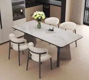High Quality 6 Seaters Leather Dinning Set With Marble Top