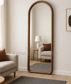 Luxury Full-Length Arched Standing Mirror With Wooden Frame