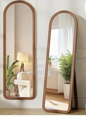 Luxury Full-Length Arched Standing Mirror With Wooden Frame
