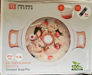 11.5l Non-Stick Die-Cast Aluminum Soup Pot With Glass Lid