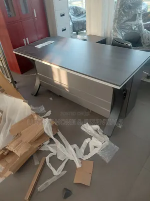 Modern Executive Office Desk With Curved Legs Silver Accents