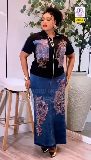 Unique Two-Piece Skirt Up and Down Denim