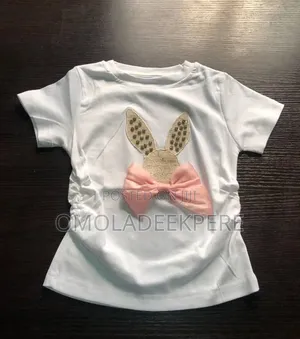 Girls Bunny Bow Cotton T-Shirt | Cute Casual Top | Ages 2–8 Years