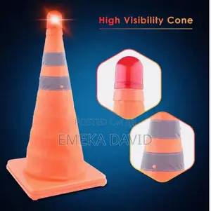 Collapsible Traffic Safety Cone 70cm With Led Flashing Light